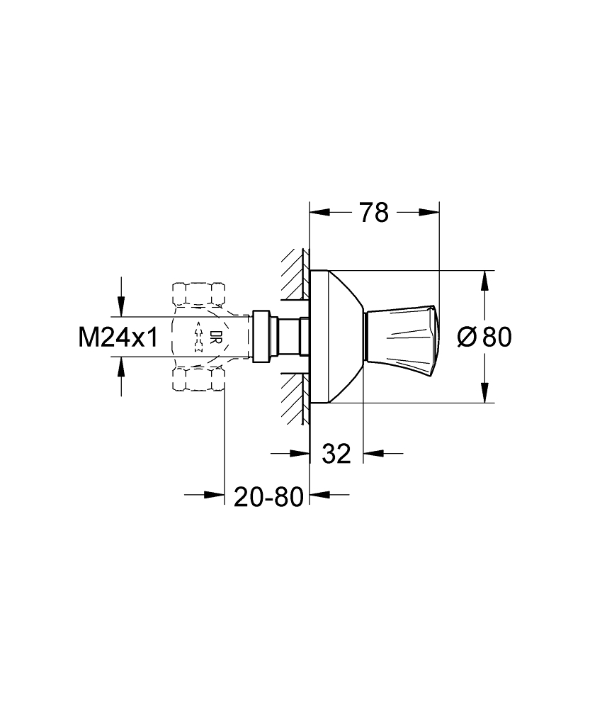 Grohe Costa-L afbouwdeel voor inbouw stopkraan warm chroom