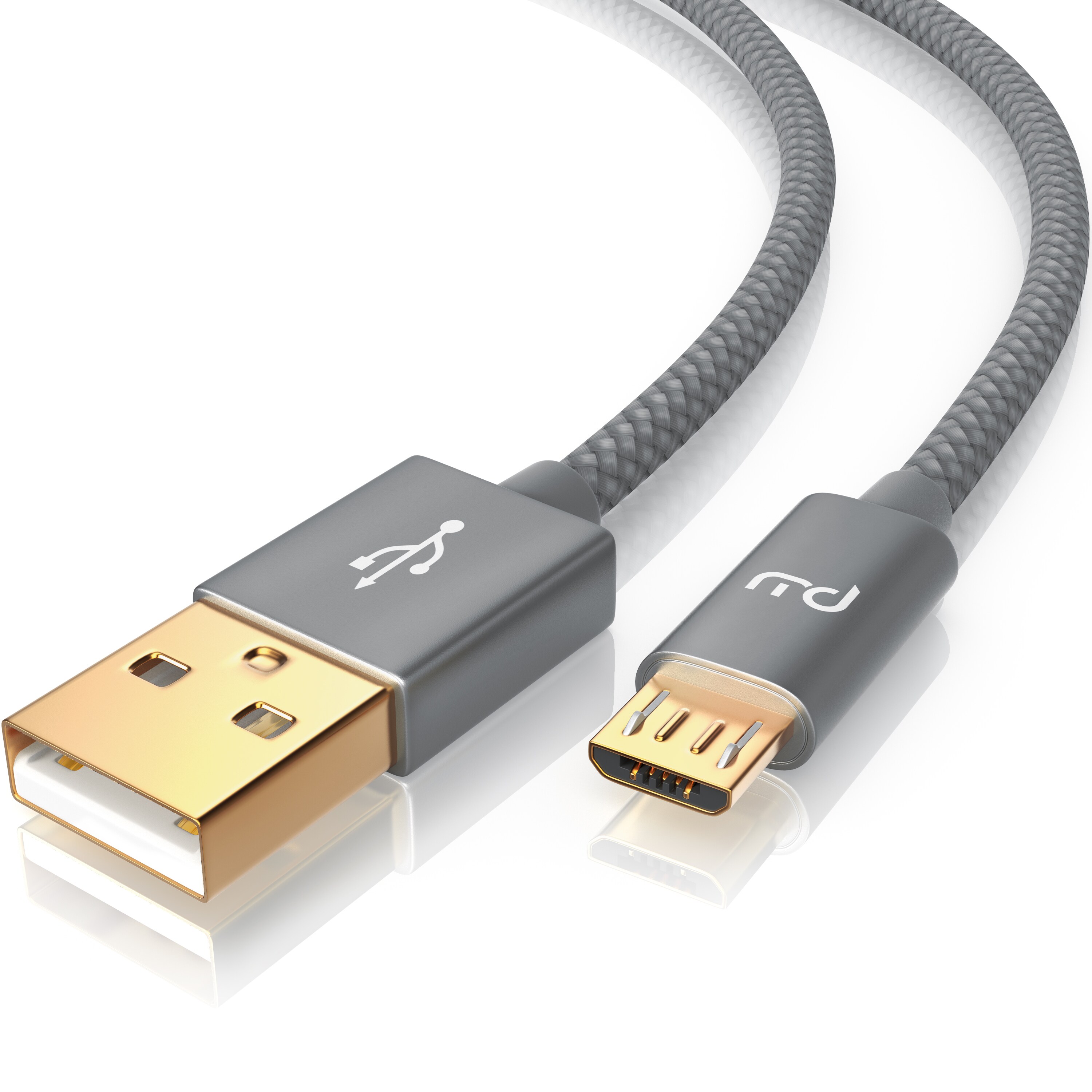 Primewire Premium Micro USB 2,4A Schnellladekabel - Nylonkabel Metallstecker - High Speed Ladekabel / Datenkabel - 1m