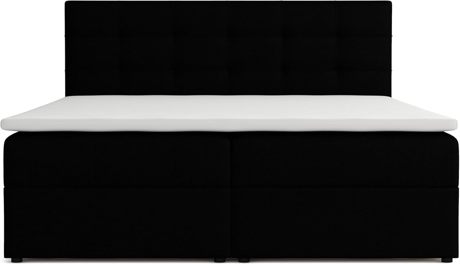 Jessa Boxspringbett mit Bettkästen H2/H3 Matratze und Topper (Schwarz, 180 x 200 cm)