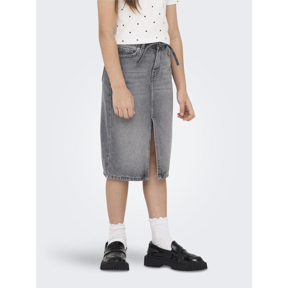 Køb kids ONLY Medium Grey Denim Gianna Belted Midi Nederdel Dot Denim