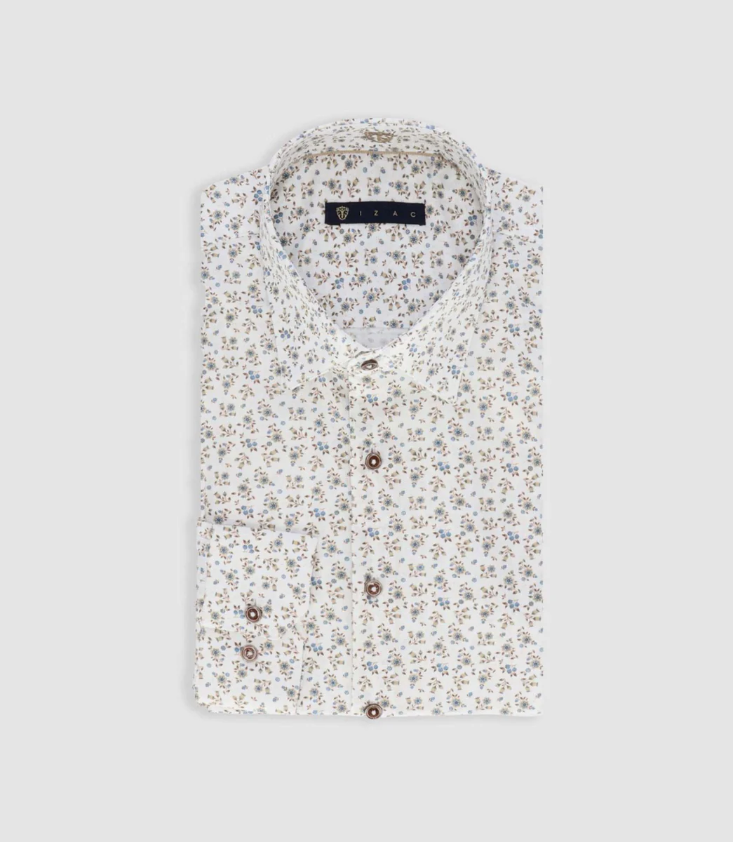Chemise à imprimé floral blanc PEPPINO