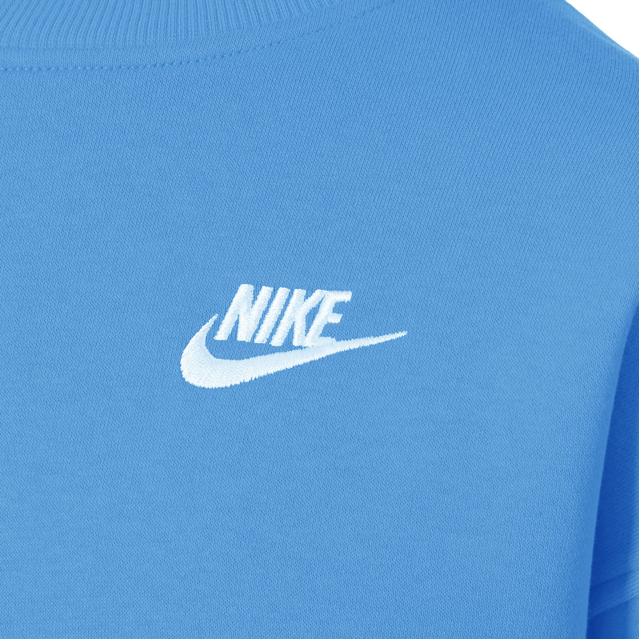 Nike Club Fleece Oversized Crew Sweat-shirt Filles - Bleu , Blanc