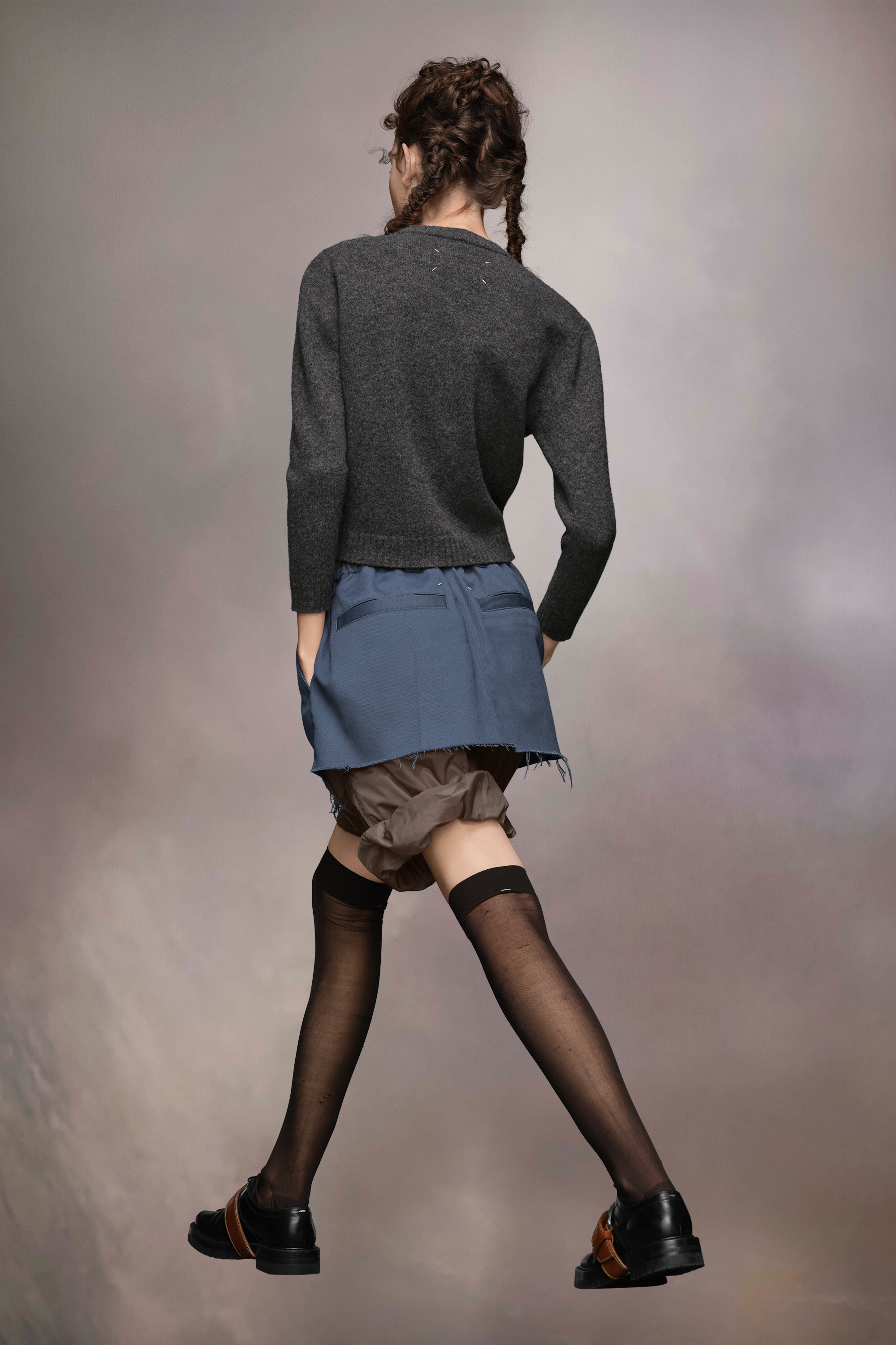 Cardigan en laine d'agneau lavée Charbon