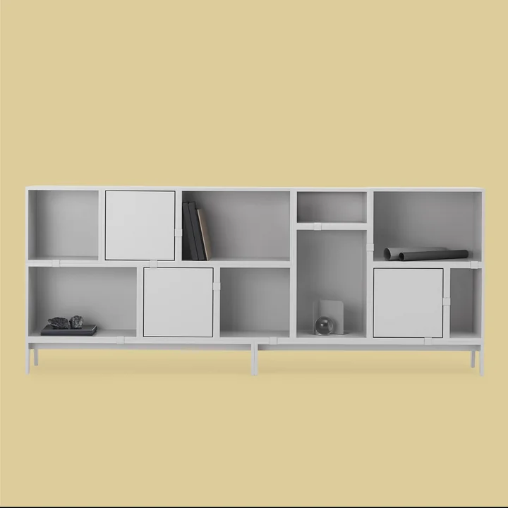 Muuto - Stacked System Regalmodul mit Rückwand, medium / hellgrau