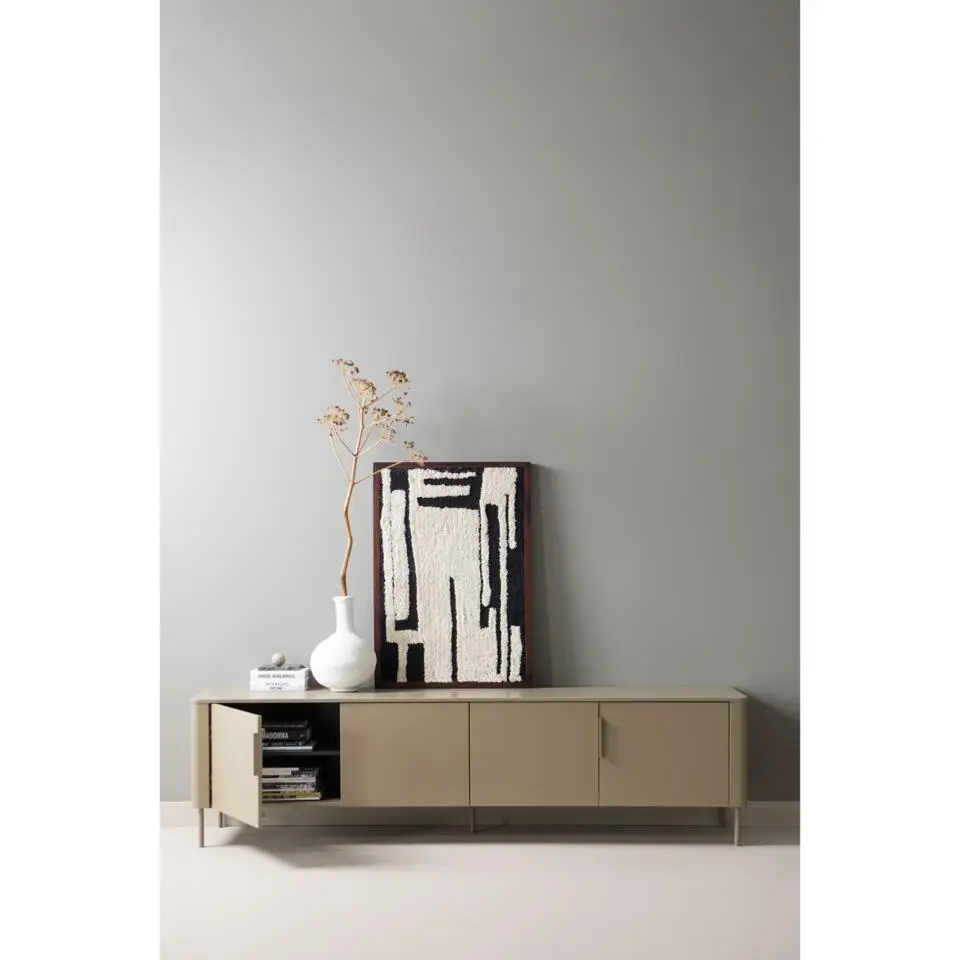 WOOOD Anka Wanddeco - Katoen/Hout - Zwart/Wit - 90x60x10