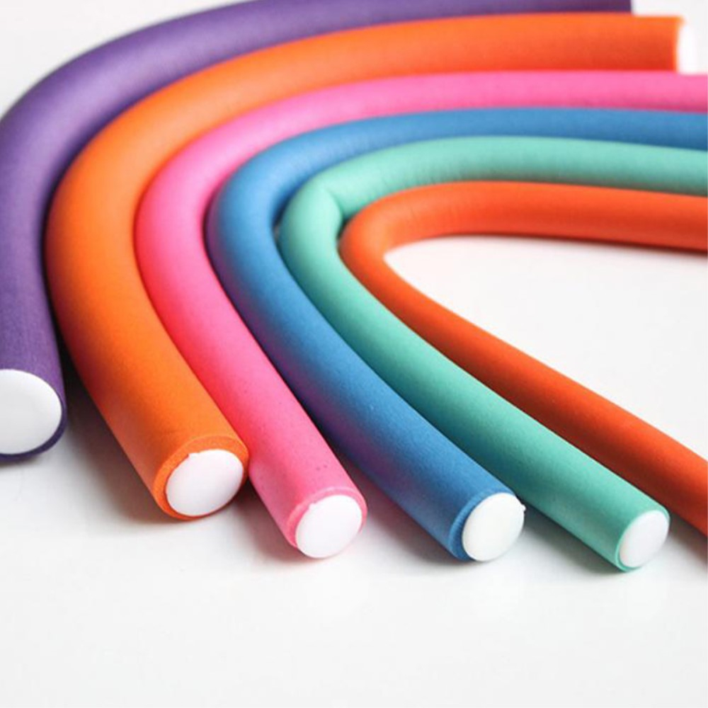 (42-tlg. Set) Ø10-18mm Schaumstoff Lockenwickler Flexible Papilotten Hitzefreies Haar Styling in 7 Grössen - Bunt