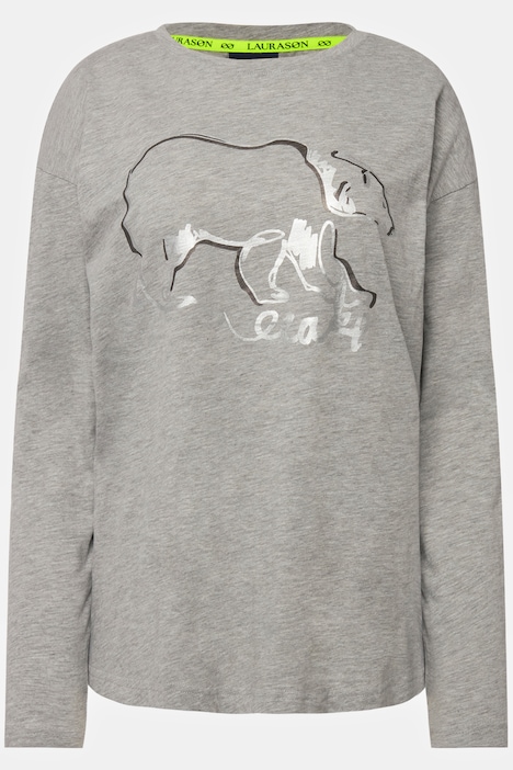 T-Shirt, oversized, Eisbär, Rundhals, Langarm