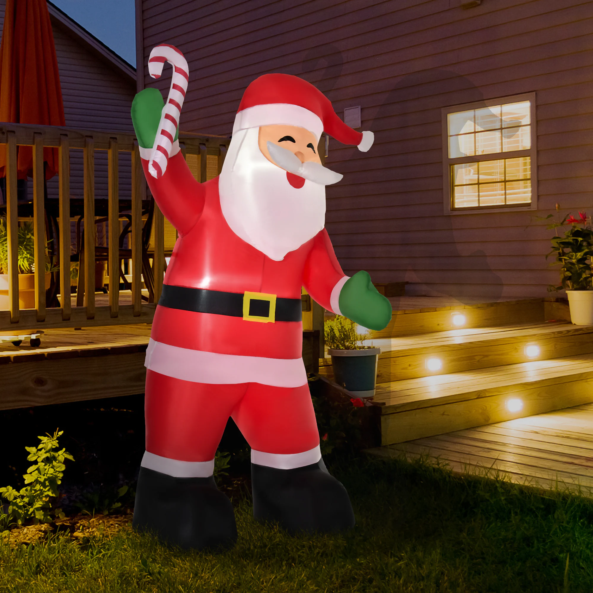 HOMCOM Aufblasbarer Weihnachtsmann mit Gebläse und LED-Licht bunt 160B x 85T x 243H