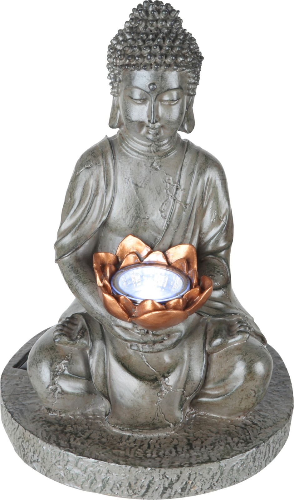 Solarleuchte Buddha - grau - Kunststoff