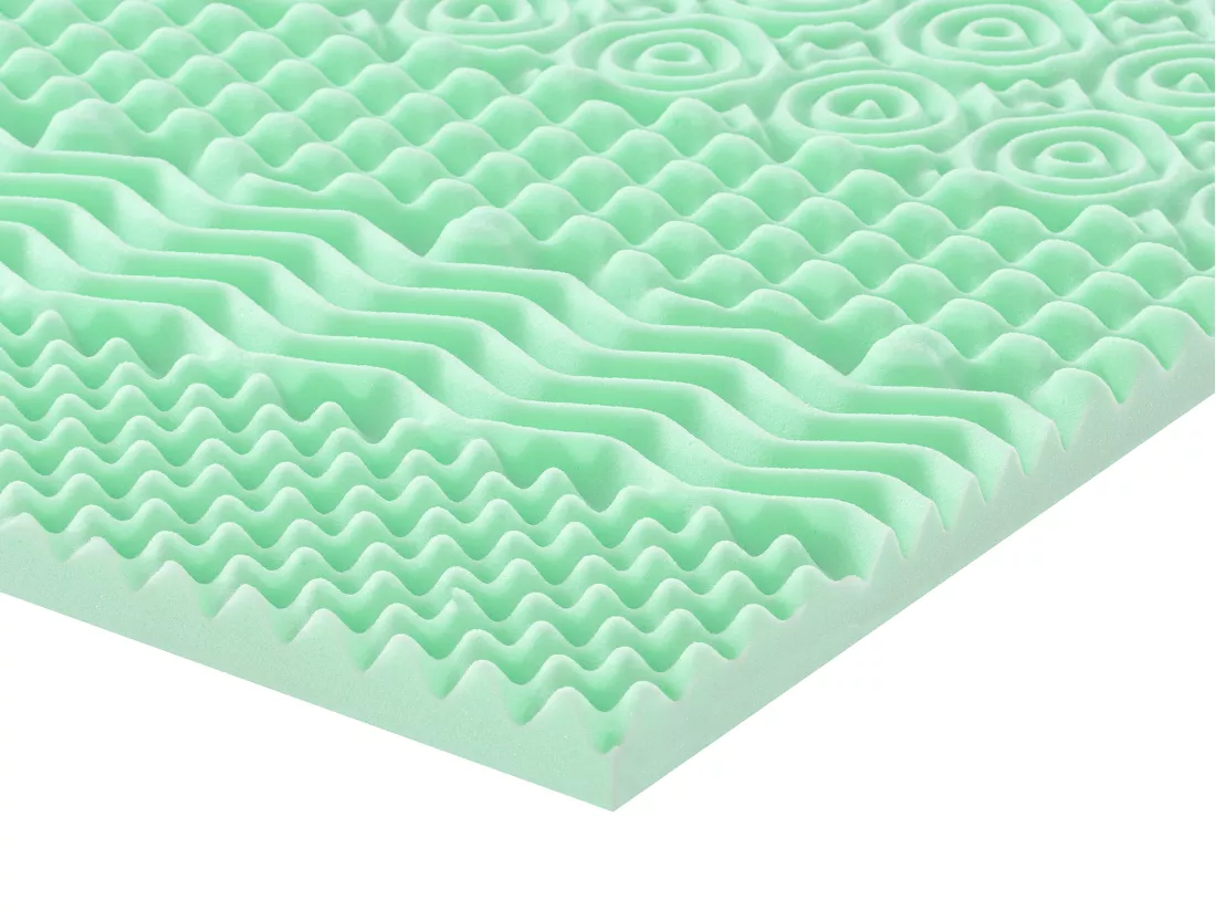 Surmatelas 160 x 200 cm mémoire de forme 7 zones aux extraits de thé vert ép.5cm - LESINI de NATUREA