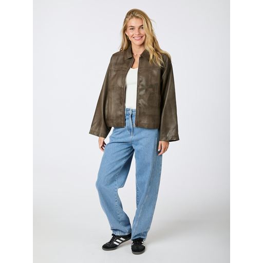 Neo Noir Titan Faux Leather Jakke, Dark Brown, 34