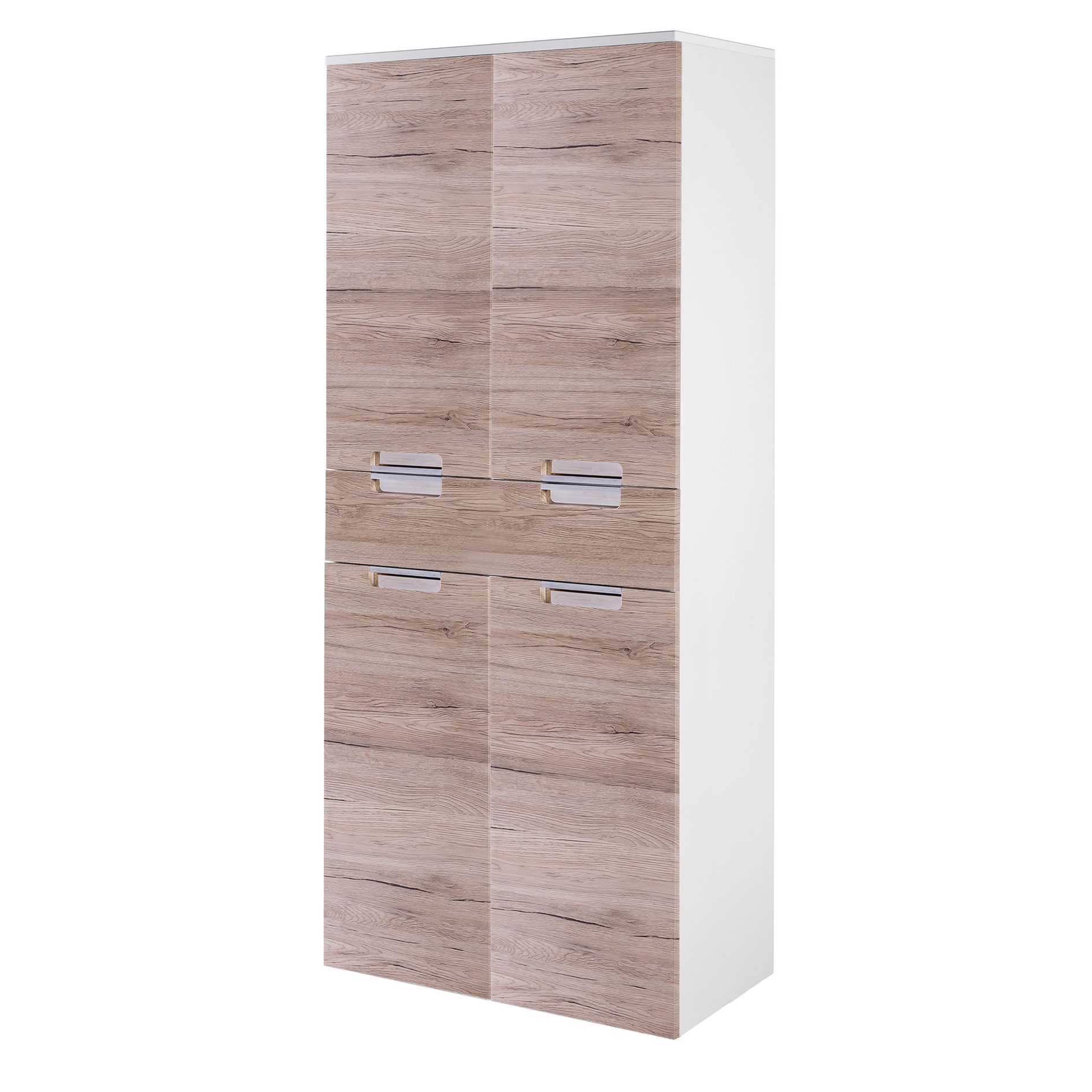 Hochschrank - weiß-Sanremo Eiche - 35 cm