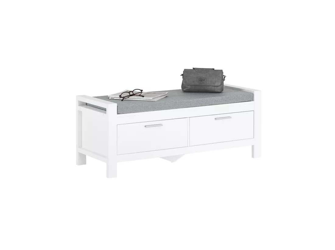 Banc de Rangement à Chaussures avec Coussin Rembourré Commode à Chaussures Meuble d'entrée, FSR74-W