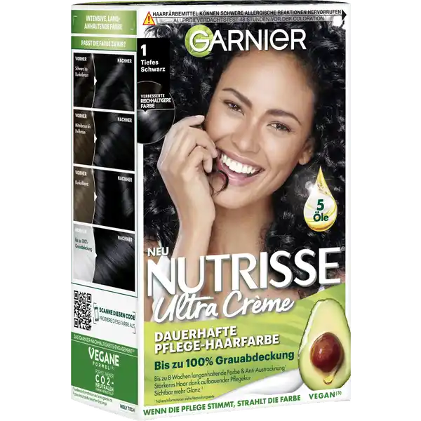 Ultra Crème Dauerhafte Pflege-Haarfarbe 1 Tiefes Schwarz