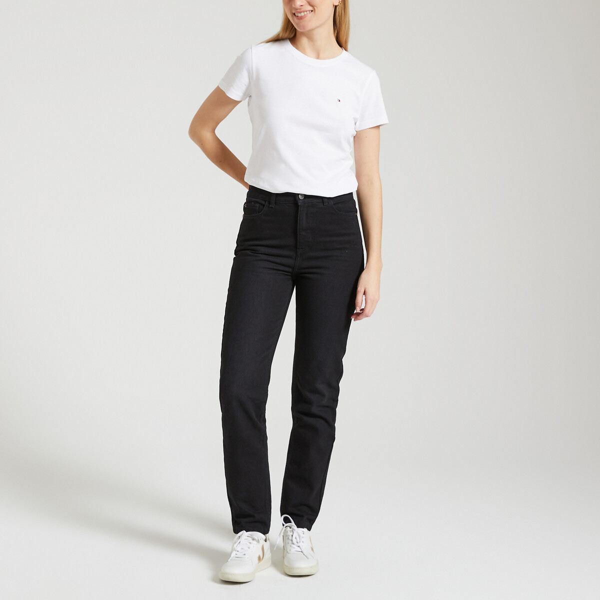TOMMY HILFIGER<br>Camiseta de algodão com gola redonda e mangas curtas