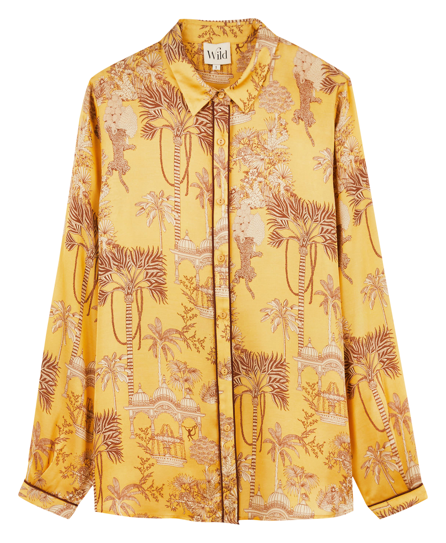 MANI - Chemise ajustée imprimée satinée| Marron