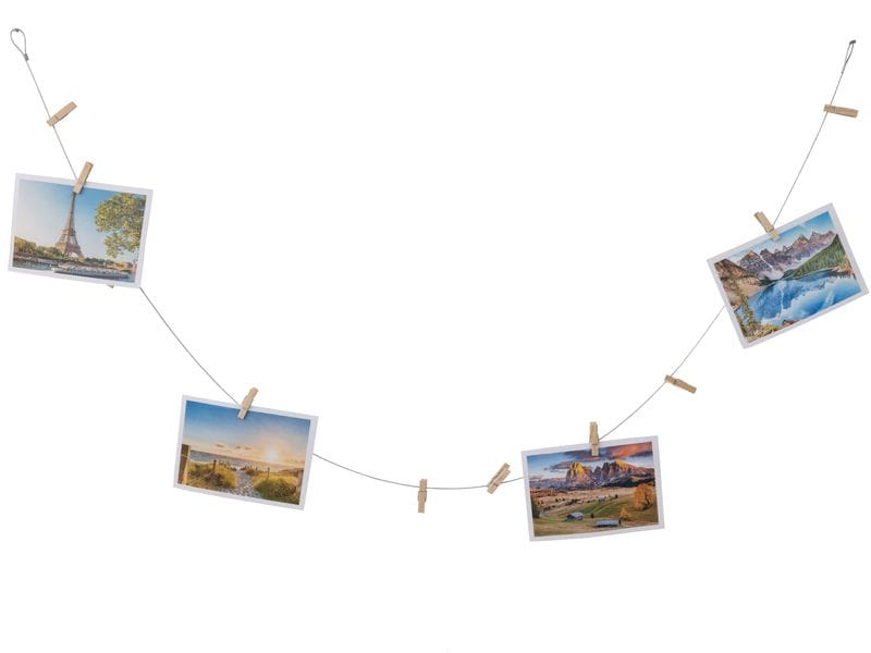 COCON Fotoseil mit 10 Holzklammern, 140 cm Fotoleine mit vielseitigen Anwendungsmöglichkeiten