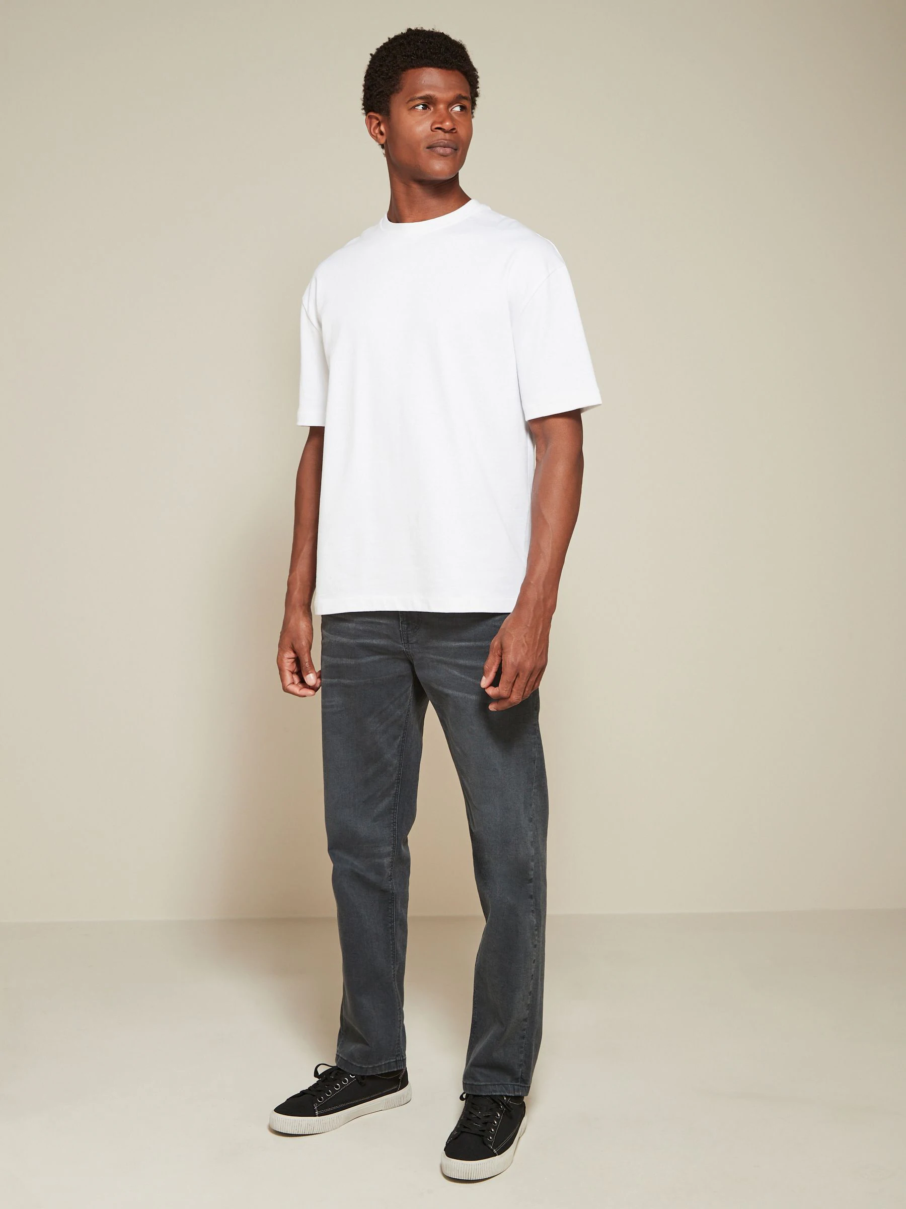 Wit/zwart/marineblauw - Relaxed fit - Verpakking van 3 T-shirts van zware stof