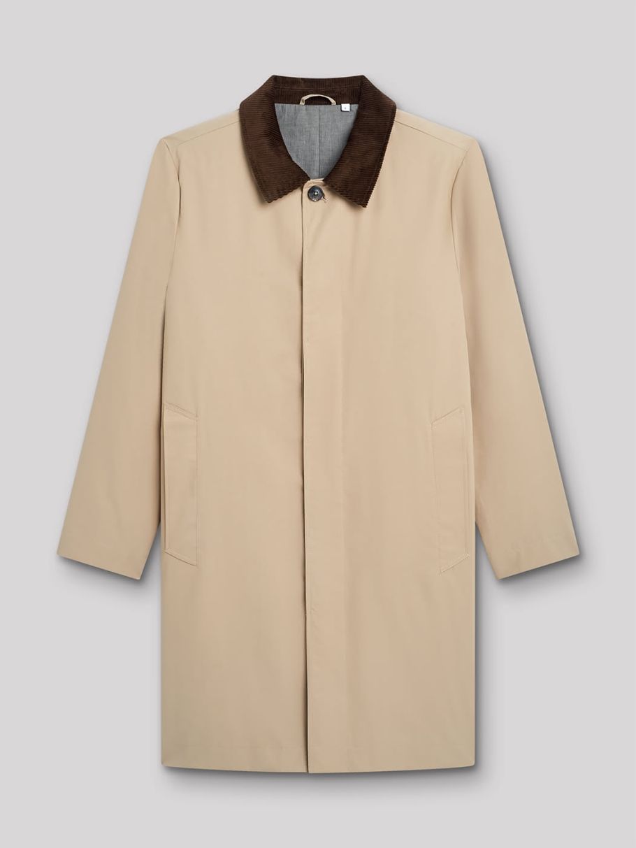Imperméable col en velours côtelé