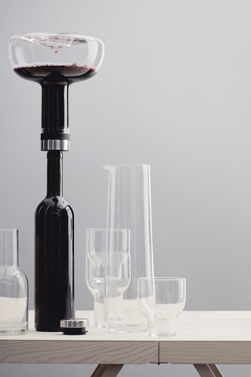 Audo Copenhagen Wine Breather decanteerkaraf transparant/staal