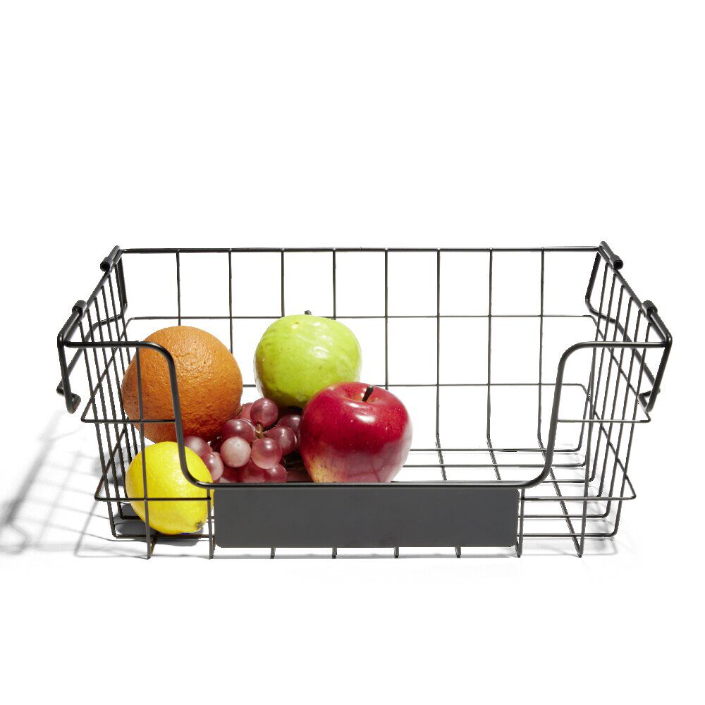 Panier superposable taille S métal noir 34,5x24x14cm