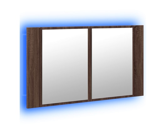 VIDAXL - Armoire à miroir à led de bain chêne marron 80x12x45 cm
