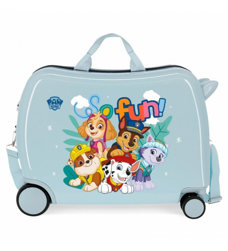 Mala infantil Joumma Bags Paw Patrol So Fun com 2 rodas multidirecionais - Azul claro - 38x50x20cm -