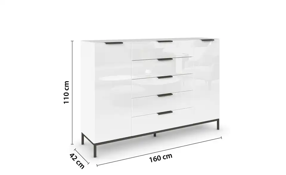 Highboard Graphit 160 cm Weiß