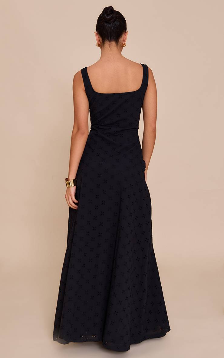 Noir Robe Midaxi Corset En Broderie Anglaise