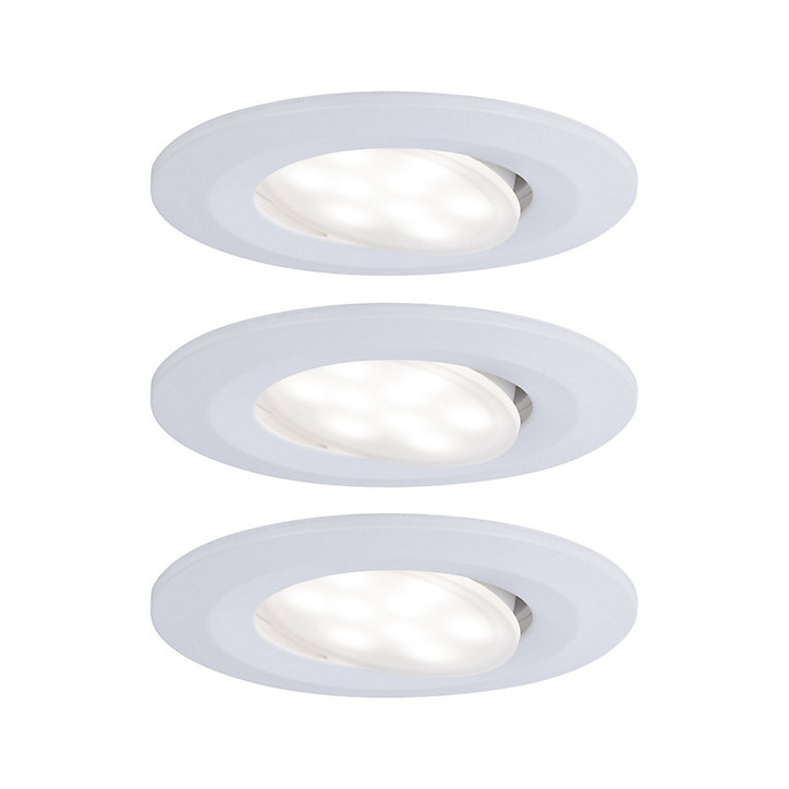 3 spots encastrables Calla LED intégrée 4000K IP65 3x680lm rond orientable blanc dépoli Paulmann