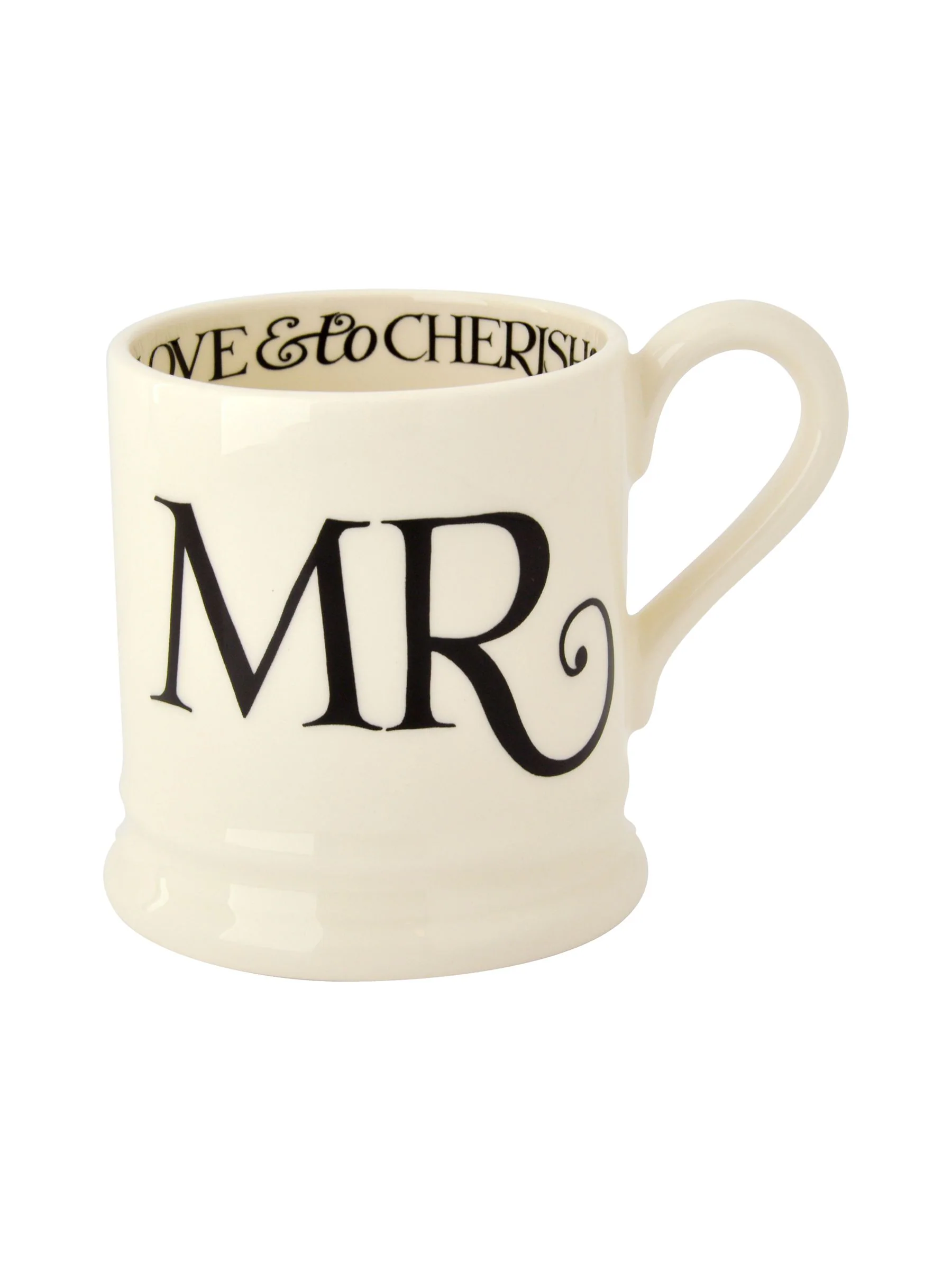 Emma Bridgewater Set of 2 Black Toast Mr & Mr 1/2 Pint Mugs Boxed