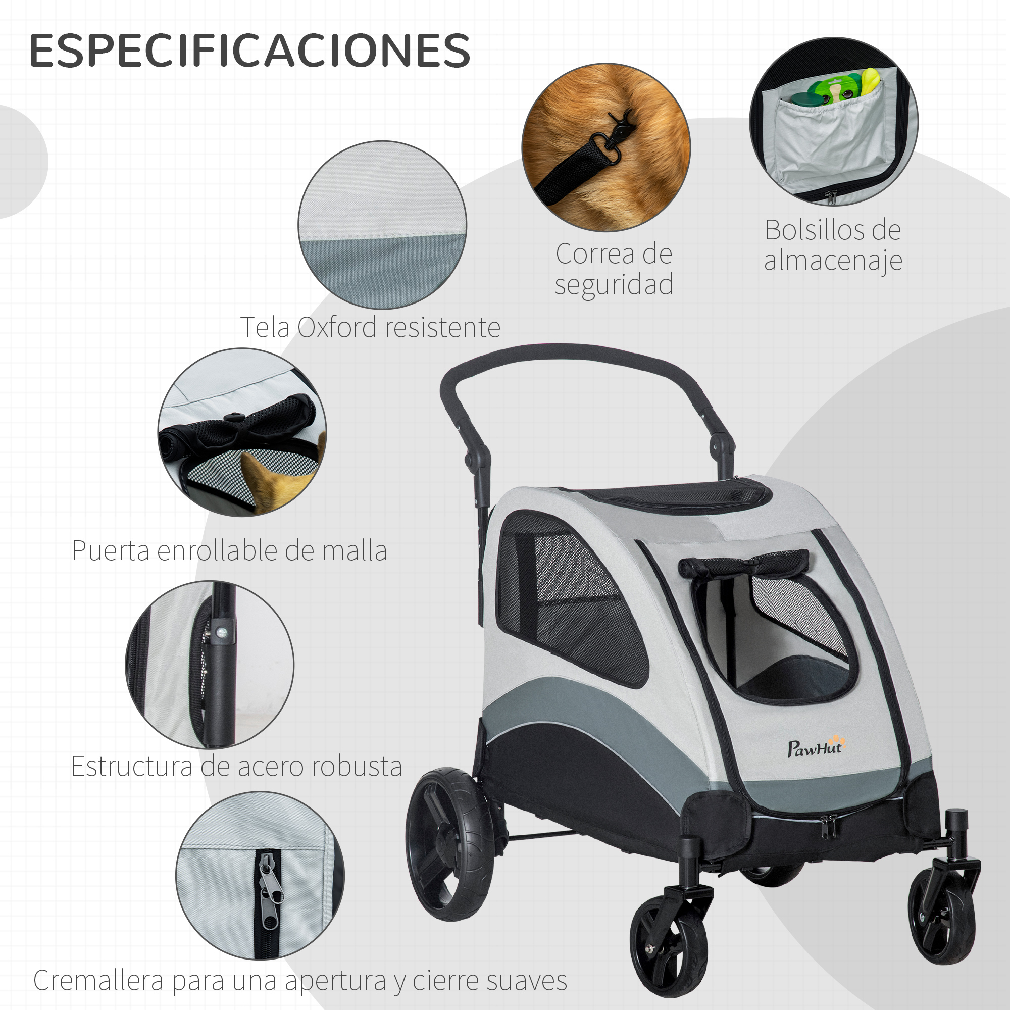 Carrinho de passeio dobrável para cães PawHut