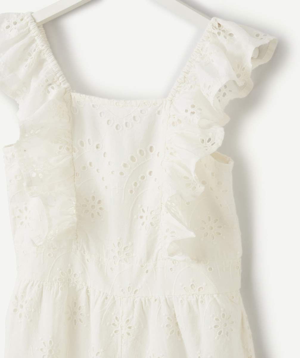 combinaison fille blanche avec broderies et ajourée