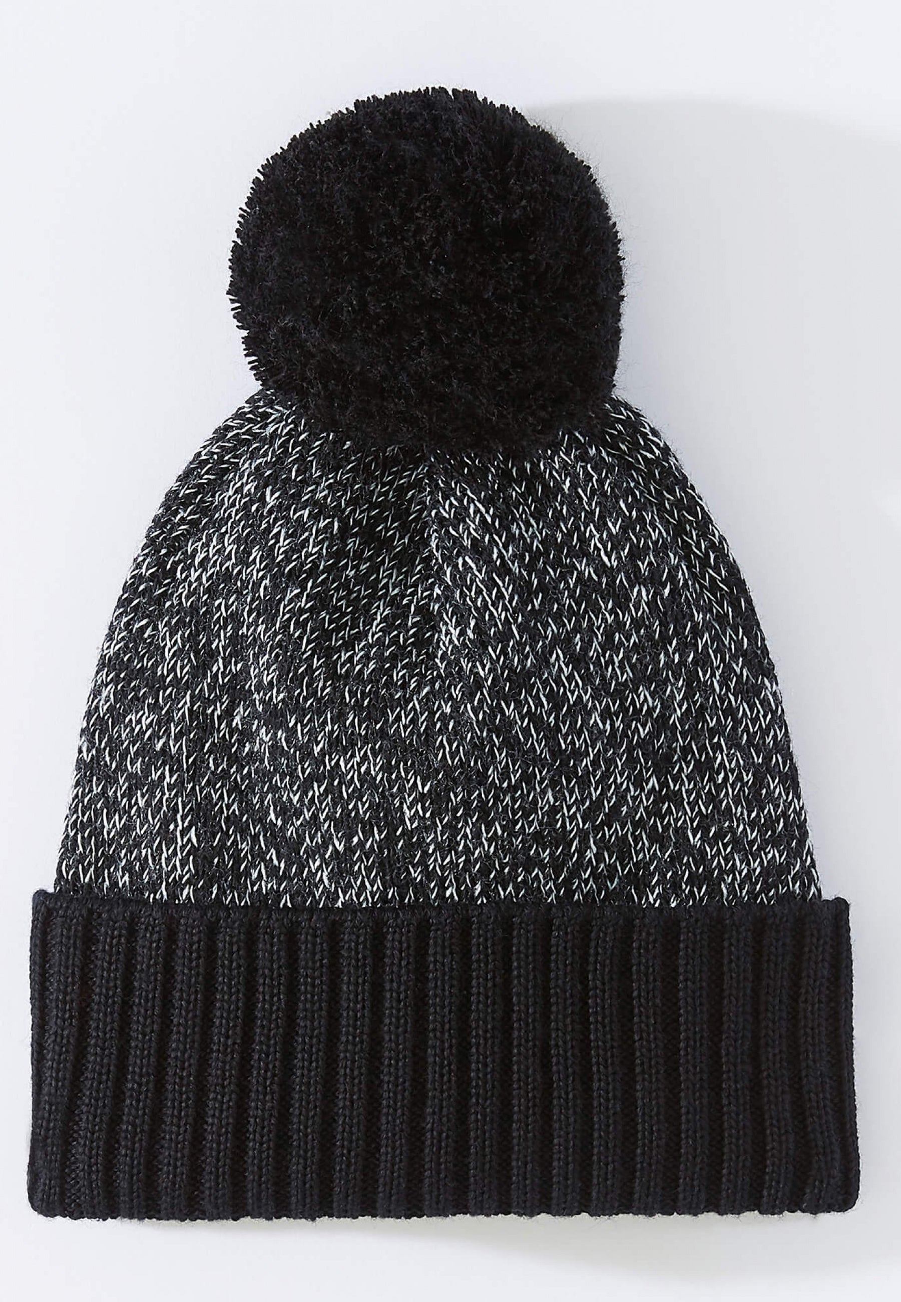 Bonnet en mélange laine-Bonnet Mouline Noir Blanc