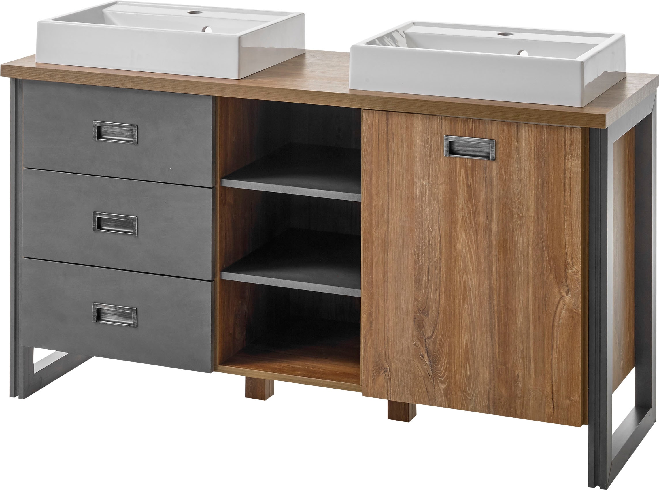 Home affaire Waschtisch »Detroit, Unterschrank mit Apothekergriff, Badschrank, Industrialdesign«