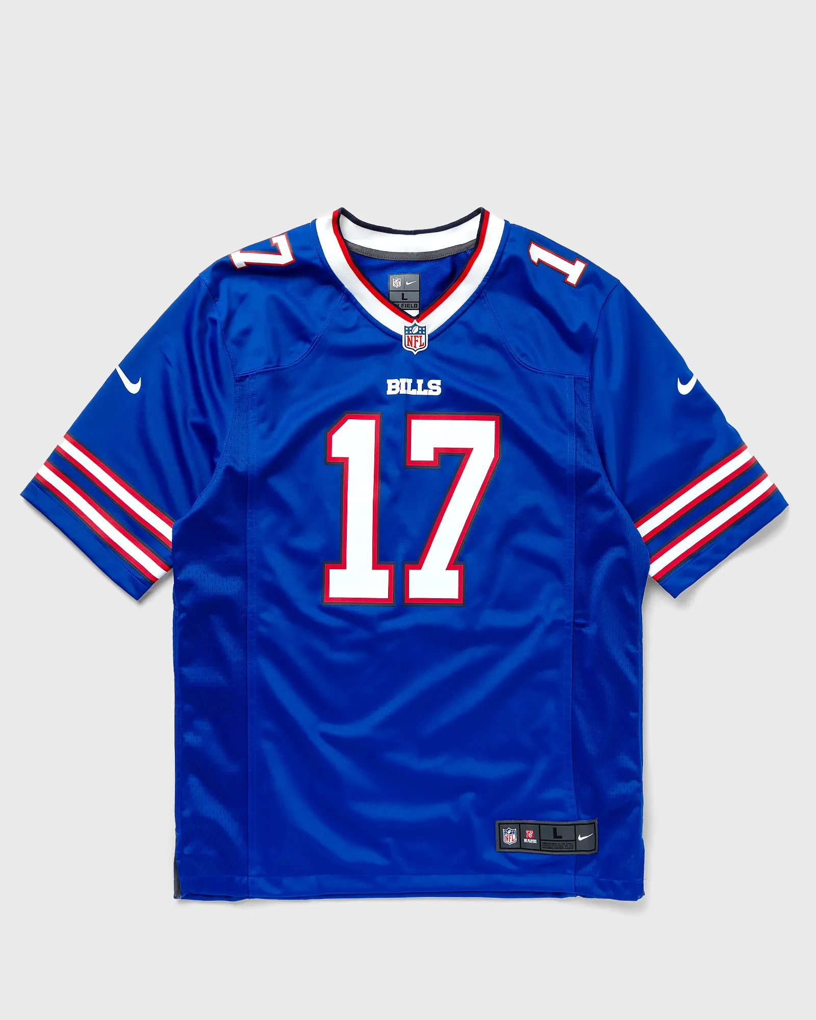 Camisa oficial da Nike NFL Buffalo Bills para jogos em casa, número 17 do Josh Allen.