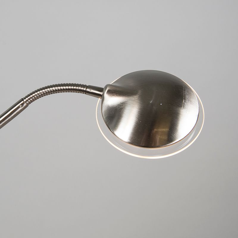 Moderne vloerlamp staal met leeslamp incl. LED - Eva