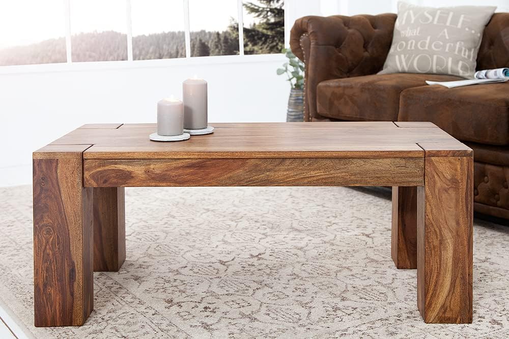 invicta INTERIOR Exklusiver Massiver Sheesham Couchtisch MAKASSAR 100cm Holztisch Massivholz Wohnzimmertisch