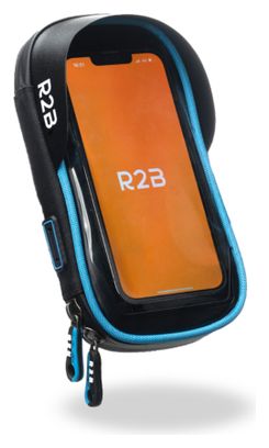 Support et Protection Smartphone Etanche Pour vélo R2B Rotation à 360 Degrés Noir/Bleu