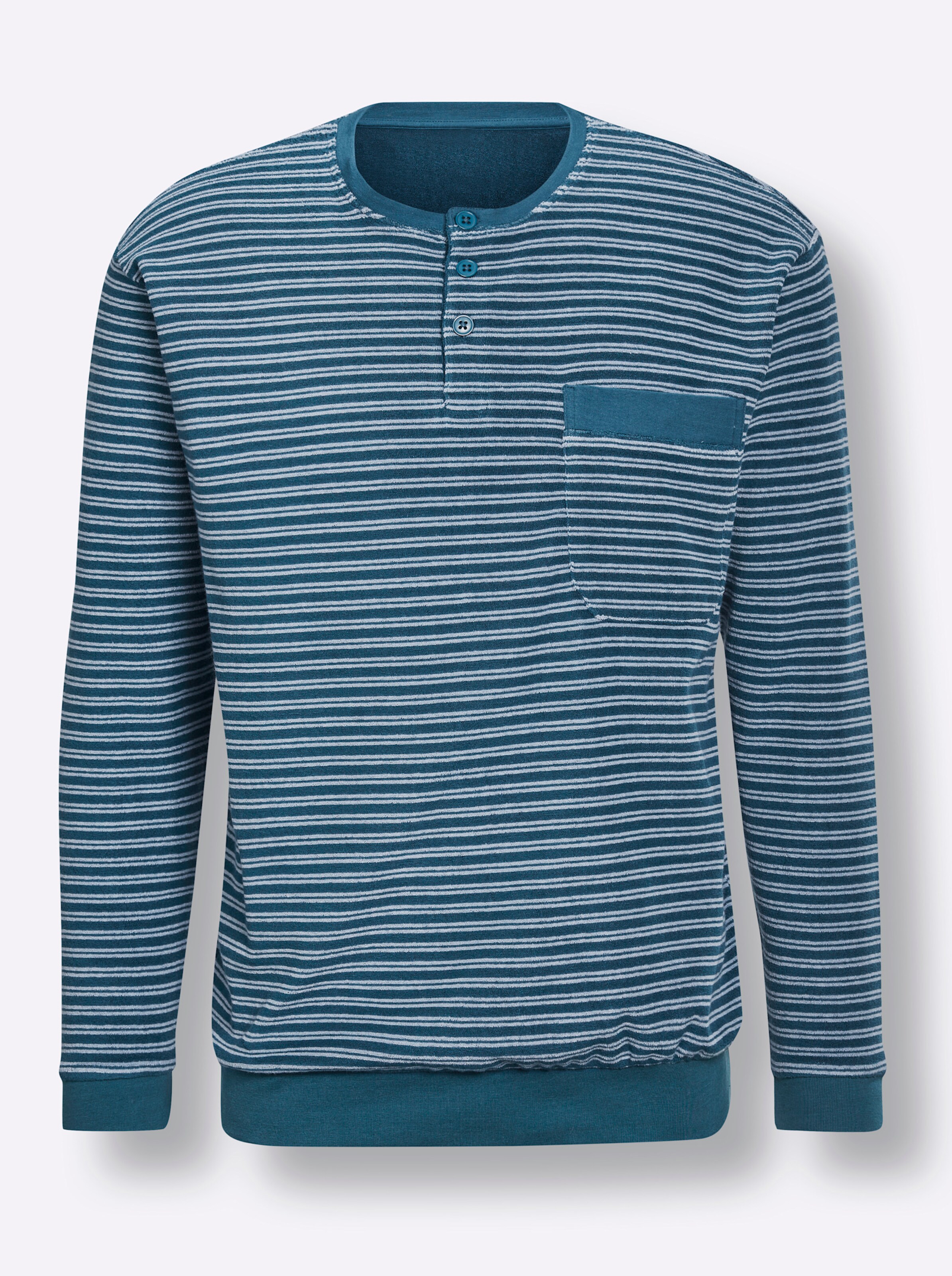 Comte Schlafanzug in aquapetrol-bleu-gestreift
