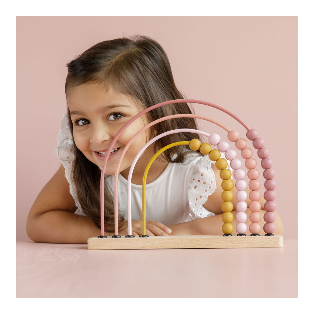 Little Dutch Houten Regenboog Telraam Roze