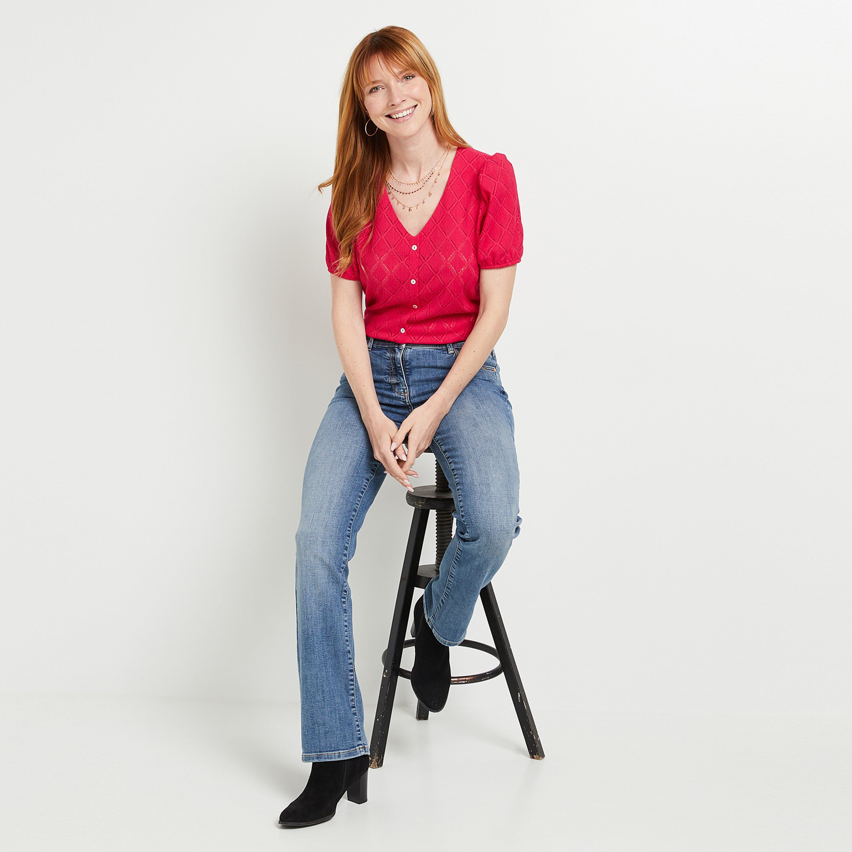 Tshirt ajouré femme - FUSHIA