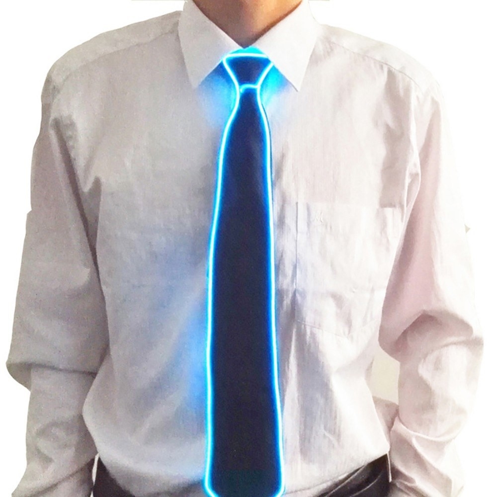 Partykrawatte mit LED Beleuchtung und Batterie Box - Blau