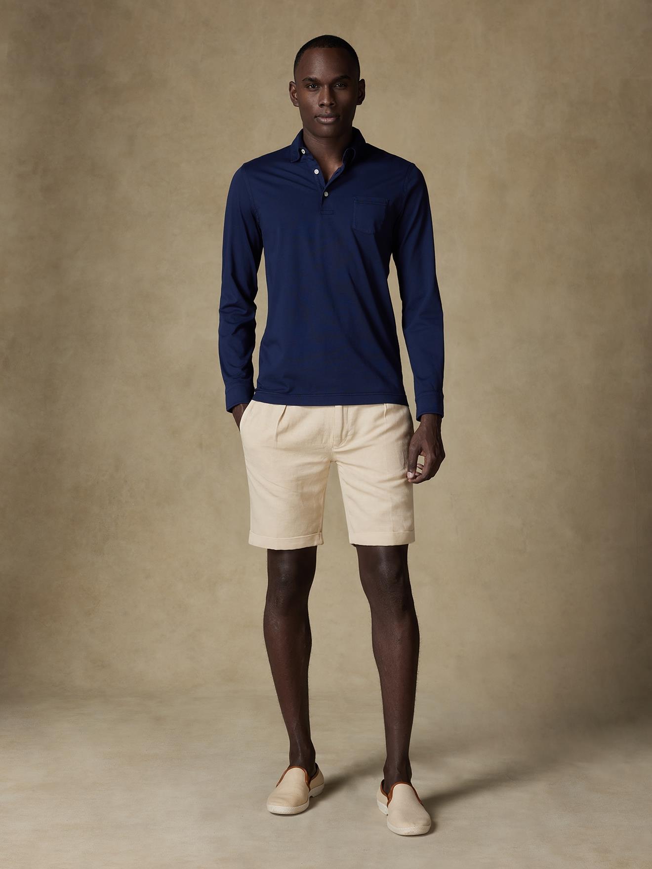 Polo Bred manches longues en jersey marine