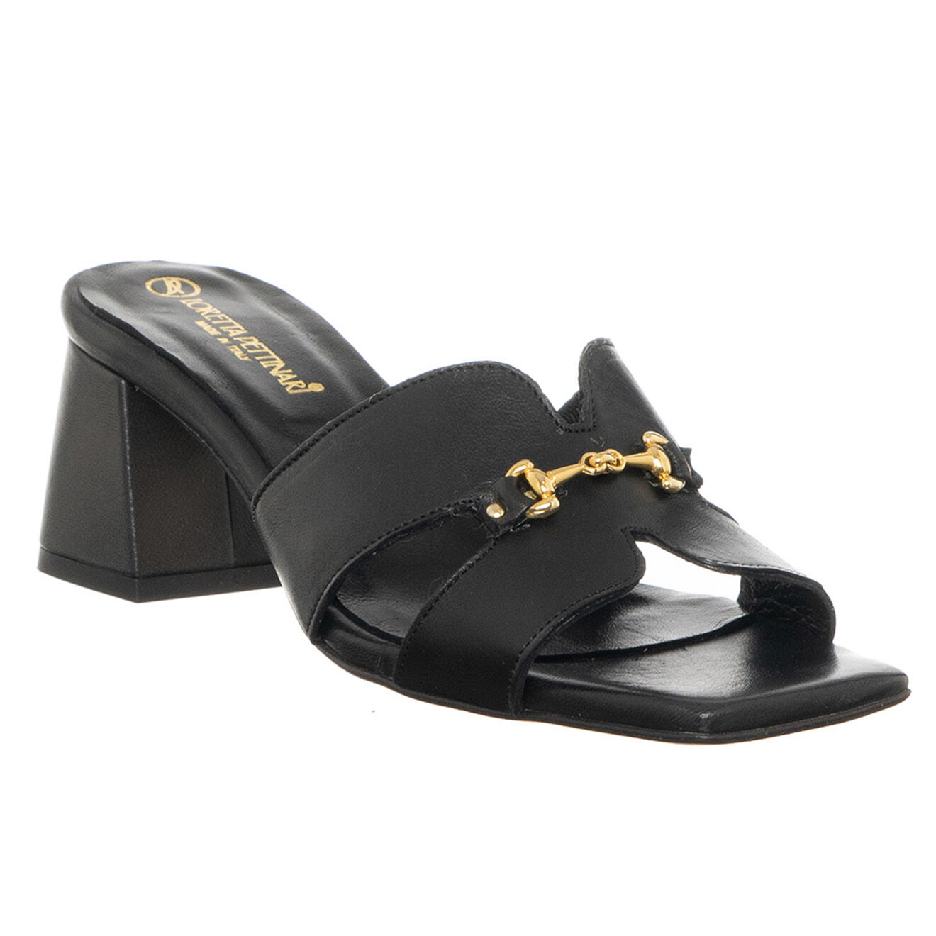 Loretta Pettinari Mules en Cuir Arancia noires - Talon 5.5 cm