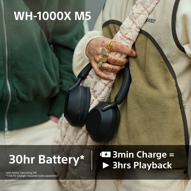 Sony WH-1000XM5 trådløse around-ear høretelefoner (platinum silver)