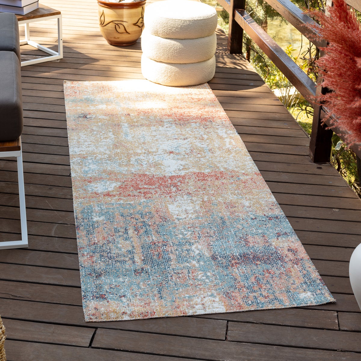 Binnen-/buitenkleed rood/blauw 80x220 cm SAMIRA