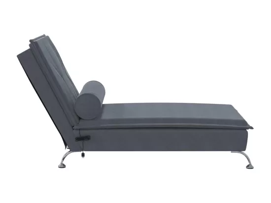 Chaise longue de massage avec traversin gris foncé velours