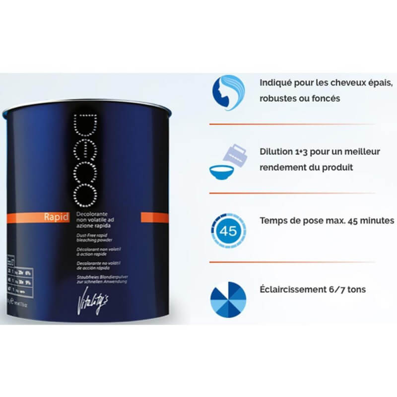 Recharge poudre de décoloration Rapid Vitality's 500g