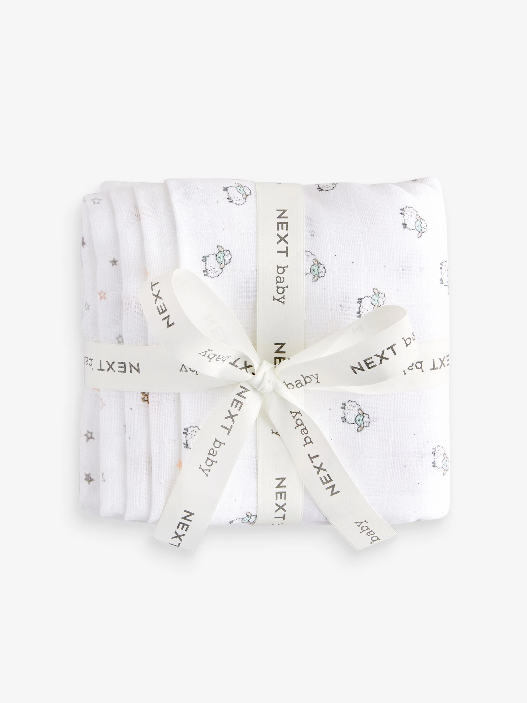 Wit met subtiele dierenprint - Set van 4 mousseline babydoekjes